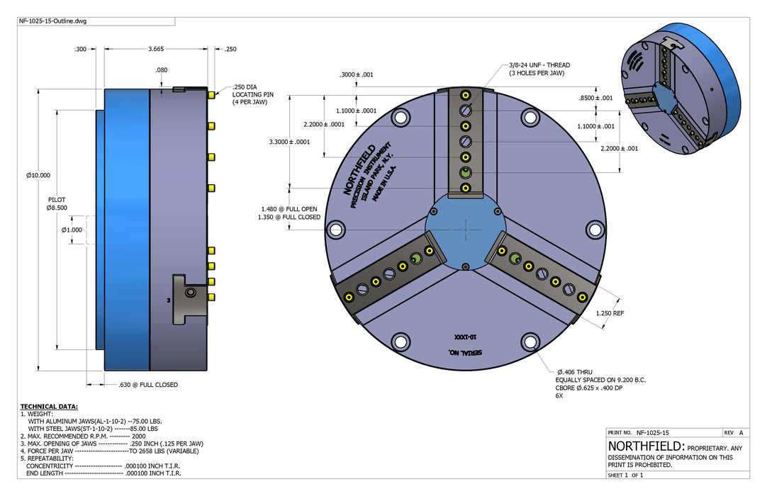 10 Inch Model 1025 Air Chuck