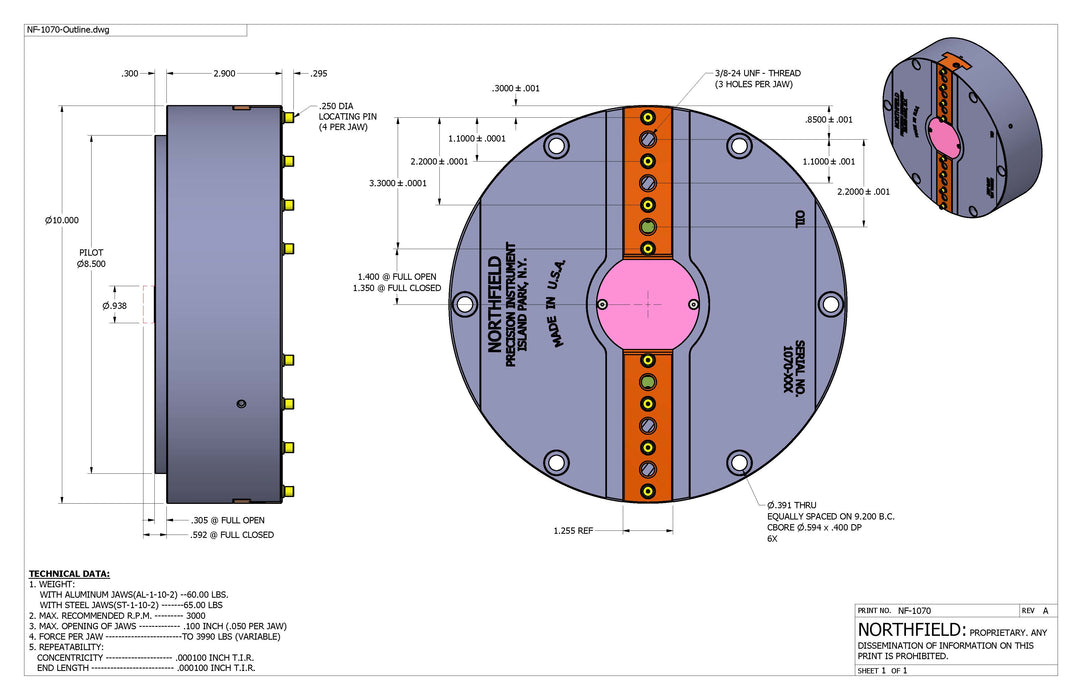 10 Inch Model 1070 Air Chuck