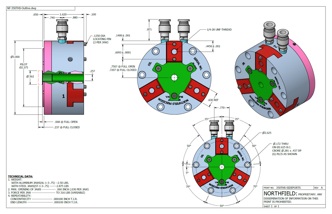 3 Inch Model 350THS Through Hole Stationary Chuck