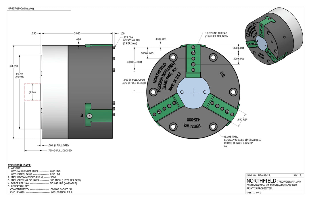 4 Inch Model 437-15 Air Chuck