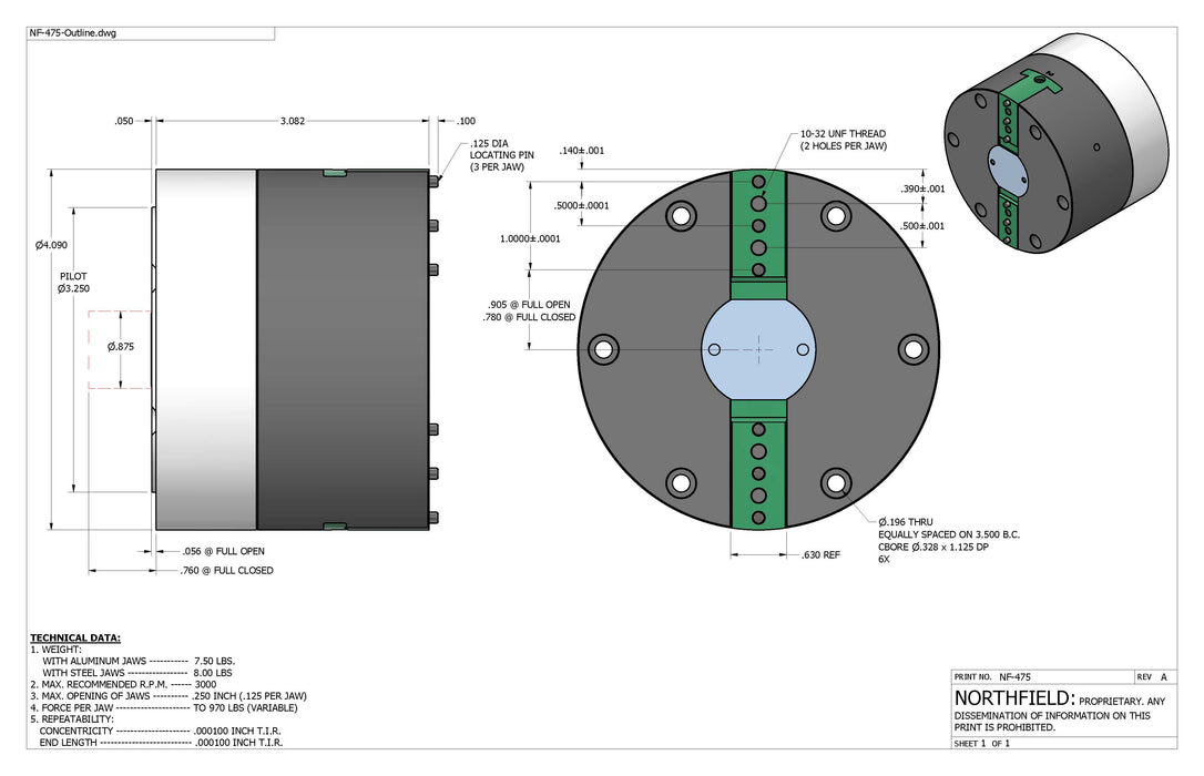 4 Inch Model 475 Air Chuck