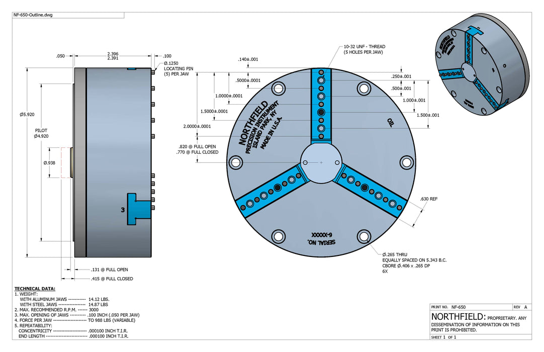 6 Inch Model 650 Air Chuck