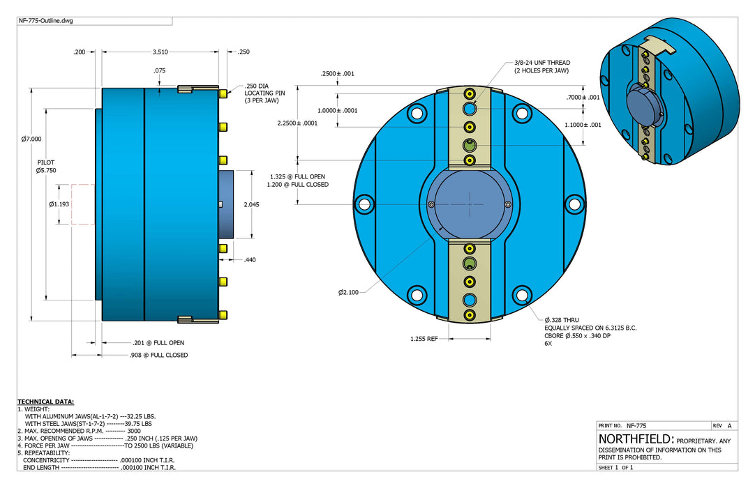 7 Inch Model 775 Air Chuck