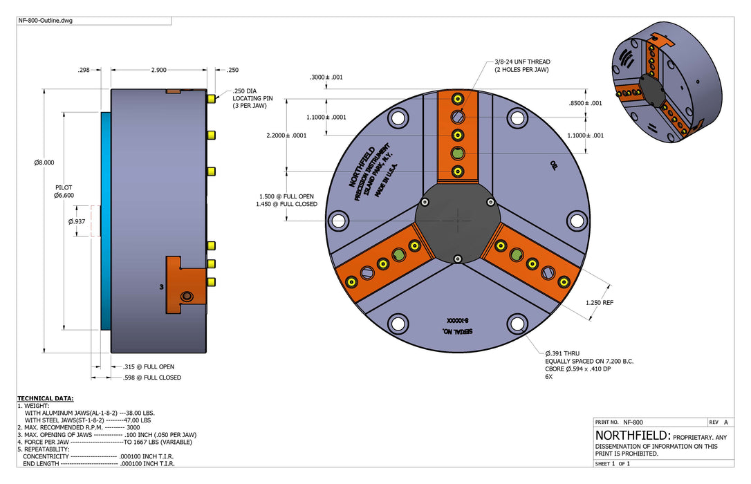 8 Inch Model 800 Air Chuck