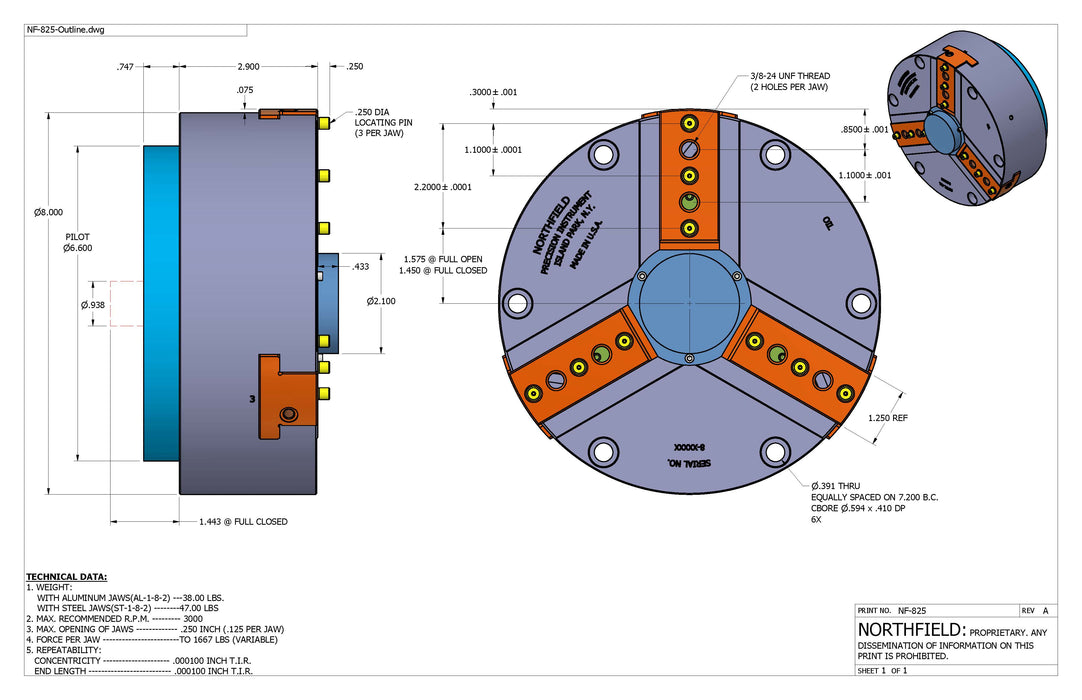 8 Inch Model 825 Air Chuck