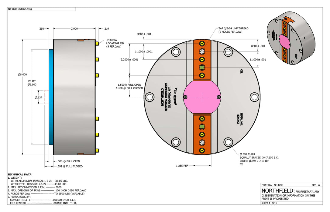 8 Inch Model 870 Air Chuck