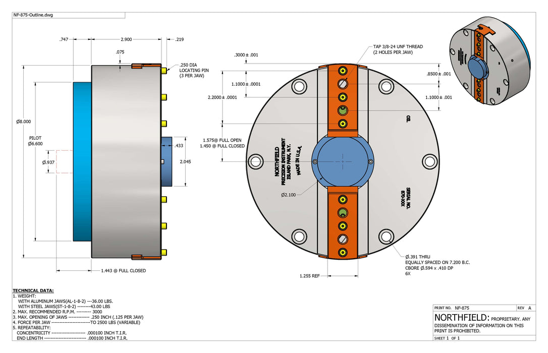 8 Inch Model 875 Air Chuck